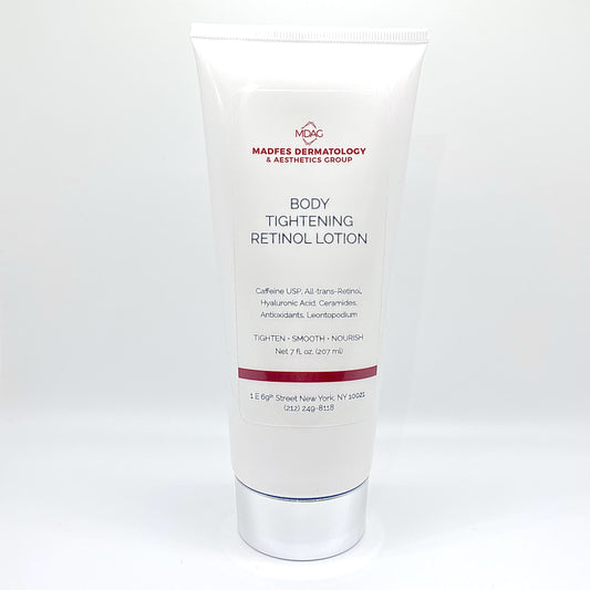 Madfes Dermatology & Aesthetics Group - Body Tightening Retinol Lotion: Caffeine USP, All-Trans-Retinol, Hyaluronic Acid, Ceramides, Antioxidants, Leontopodium